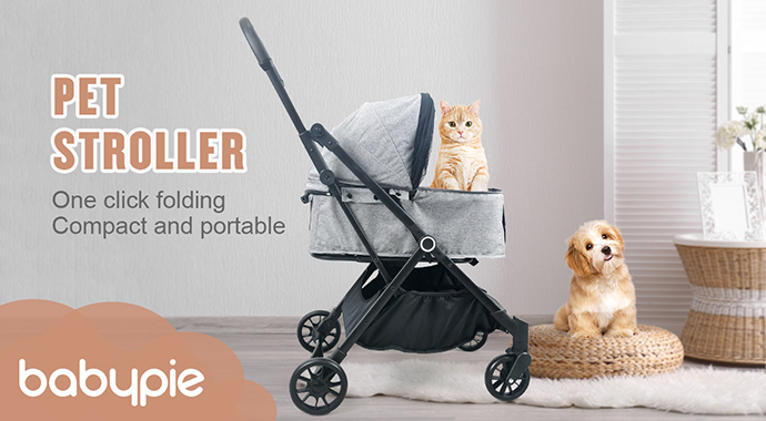 Dog Stroller Luxury 4 Wheels Pet